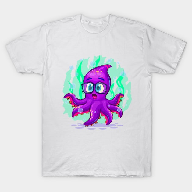 Cartoon surprised octopus T-Shirt by AndreKENO